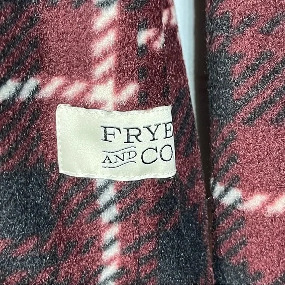 New Frye and Co. Oxblood Plaid 1/4 Zip Sweater Mens Size Medium Maroon Fleece - Picture 8 of 12